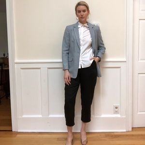 Women’s wool silk linen blend light blue blazer